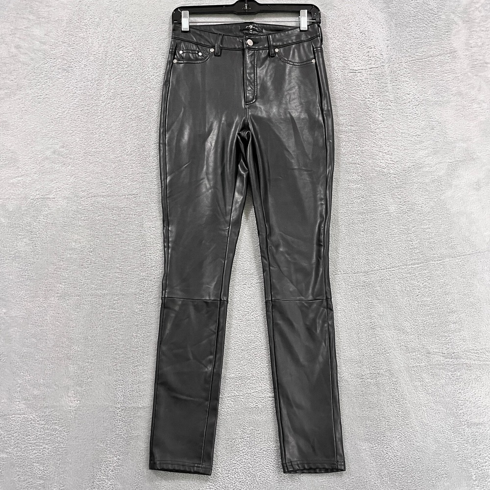7 For All Mankind Pants Women's XS Faux Leather Skinny Black Goth Grunge